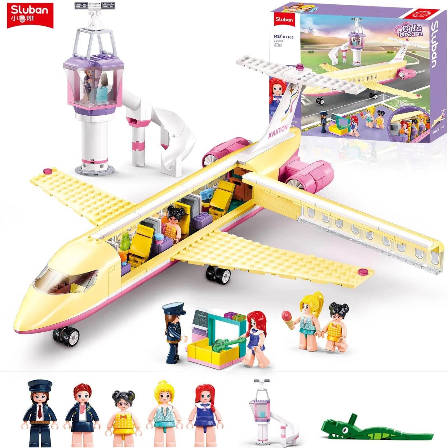 383PCS Holiday Airplane Building Blocks Dream Pink Plane - ToylandEU