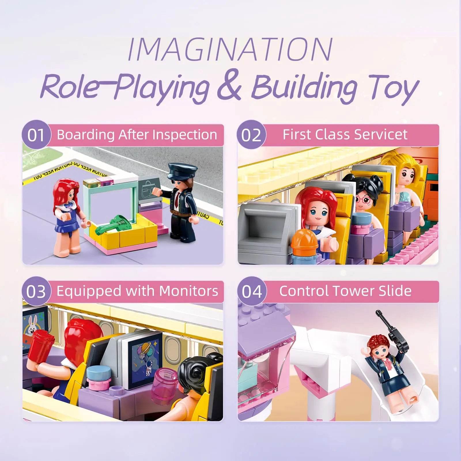 383PCS Holiday Airplane Building Blocks Dream Pink Plane - ToylandEU