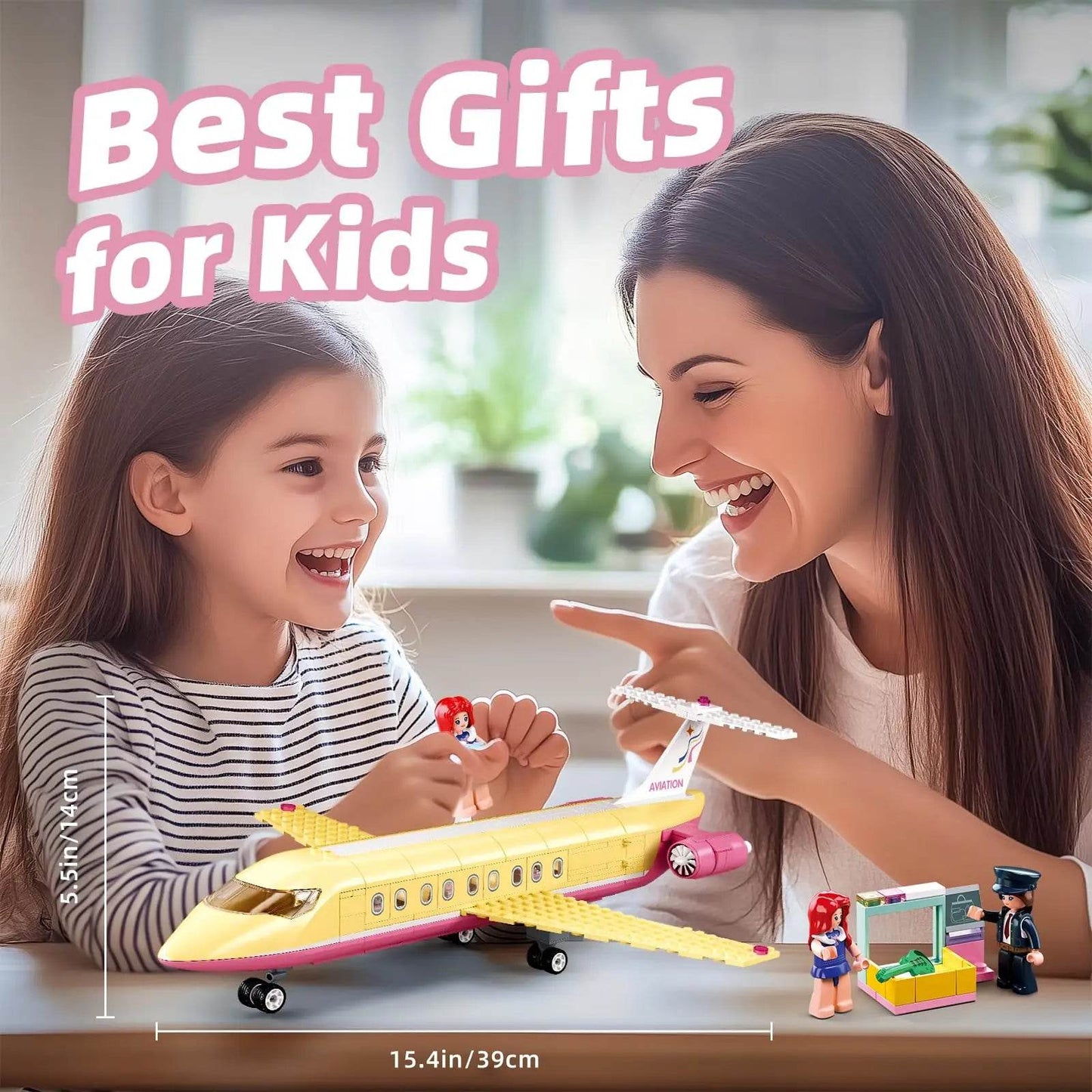 383PCS Holiday Airplane Building Blocks Dream Pink Plane - ToylandEU
