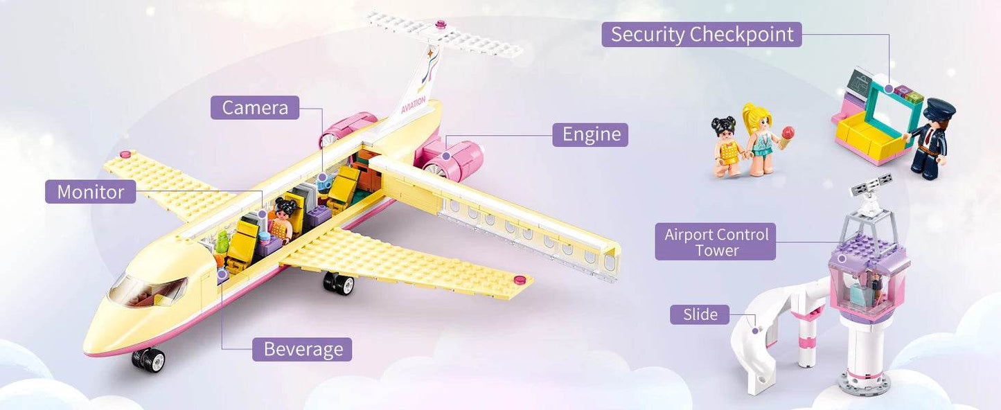 383PCS Holiday Airplane Building Blocks Dream Pink Plane - ToylandEU