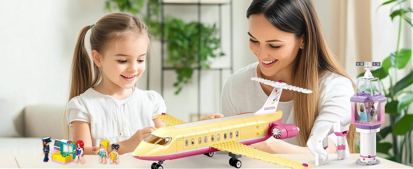 383PCS Holiday Airplane Building Blocks Dream Pink Plane - ToylandEU