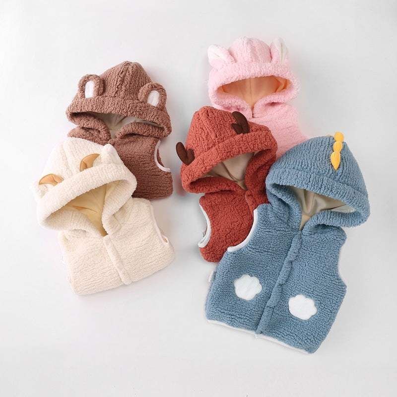 Baby Girl Thickened Waistcoat And Hooded Jacket Set | Baby & Children's Outerwear