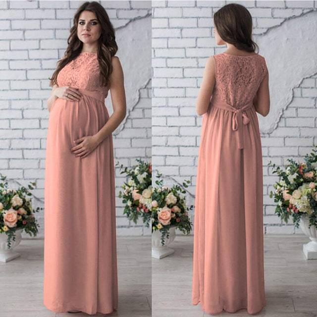 Lace Sleeveless Maternity Dress | Polyester