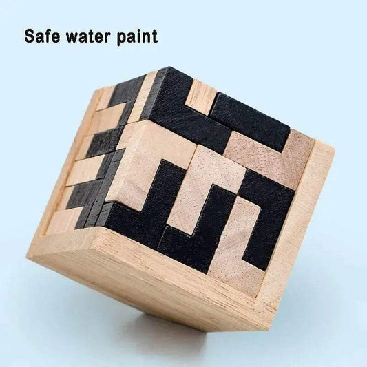 3D Cube Puzzle Luban Interlocking Wooden Educational Toy for Kids Brain Development - ToylandEU