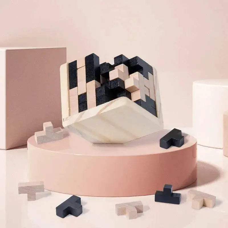 3D Cube Puzzle Luban Interlocking Wooden Educational Toy for Kids Brain Development - ToylandEU