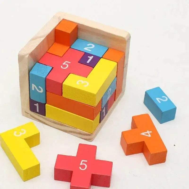 3D Cube Puzzle Luban Interlocking Wooden Educational Toy for Kids Brain Development - ToylandEU
