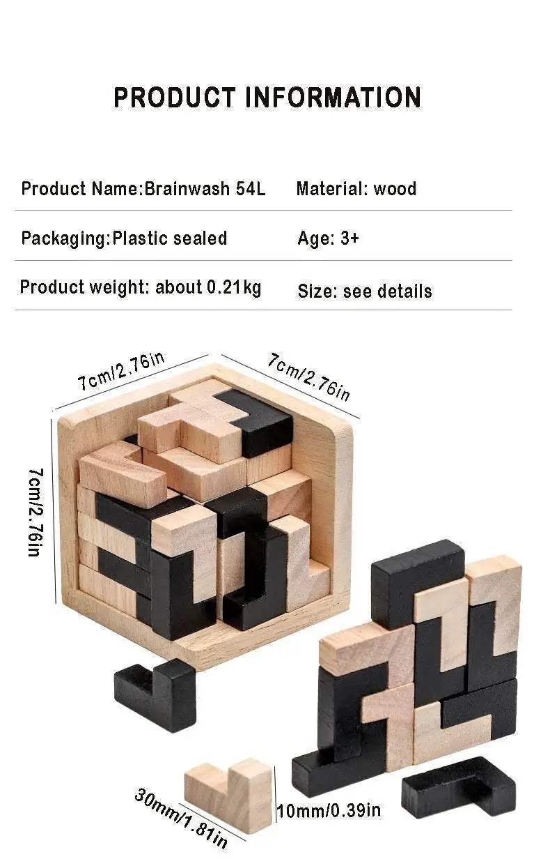 3D Cube Puzzle Luban Interlocking Wooden Educational Toy for Kids Brain Development - ToylandEU