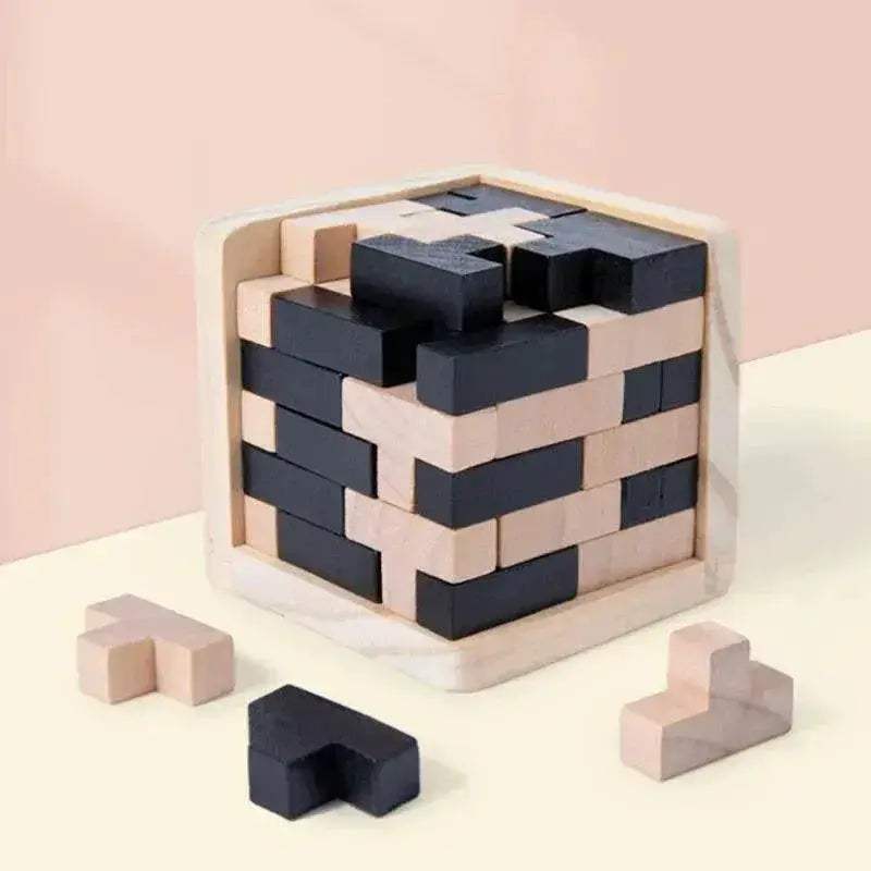 3D Cube Puzzle Luban Interlocking Wooden Educational Toy for Kids Brain Development - ToylandEU