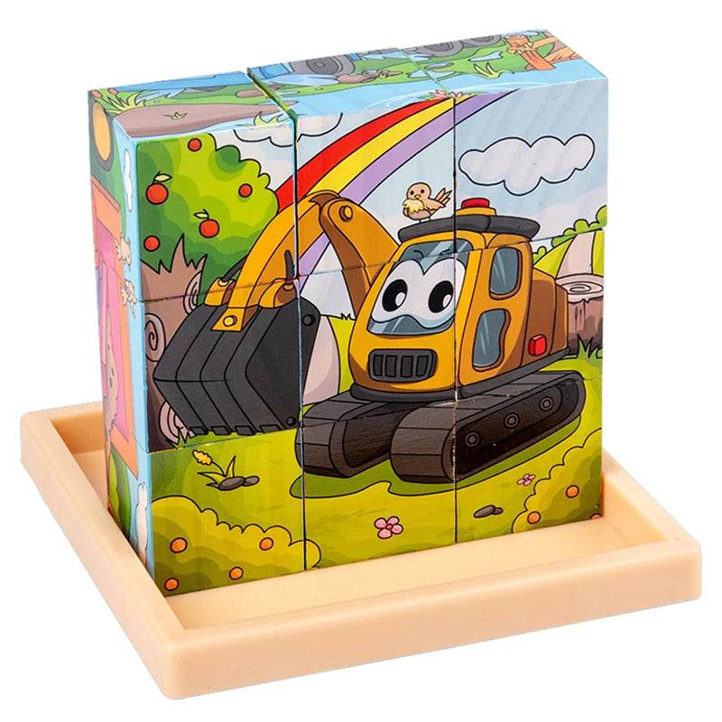 3D Cube Wooden Puzzle Children's Nine Pieces Six-Sided Block Montessori Educational Toy - ToylandEU