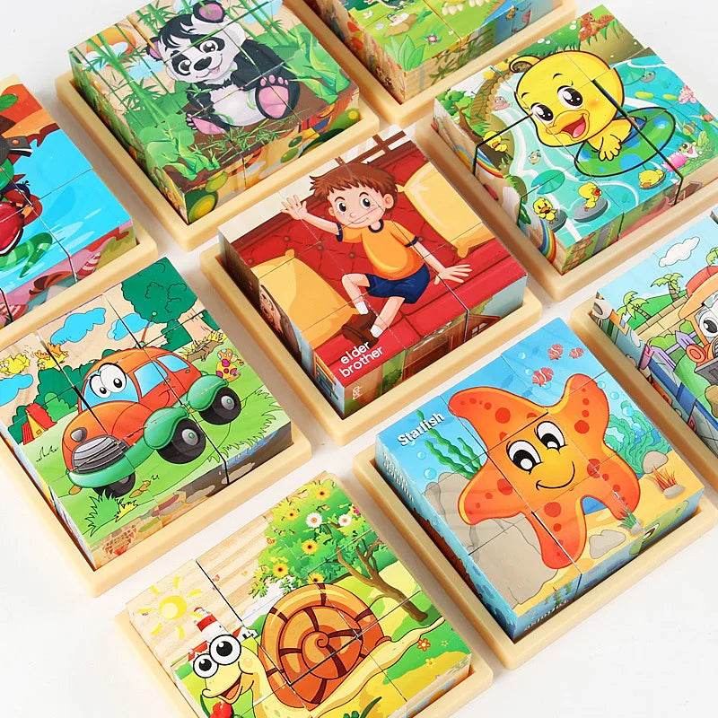 3D Cube Wooden Puzzle Children's Nine Pieces Six-Sided Block Montessori Educational Toy - ToylandEU