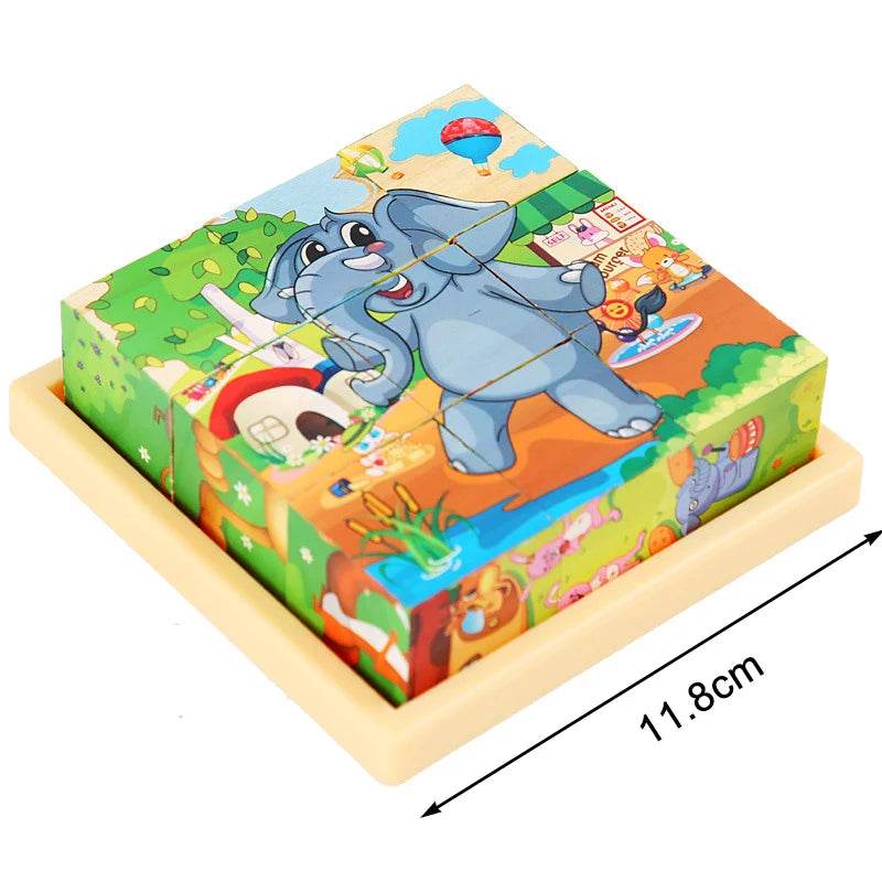 3D Cube Wooden Puzzle Children's Nine Pieces Six-Sided Block Montessori Educational Toy - ToylandEU