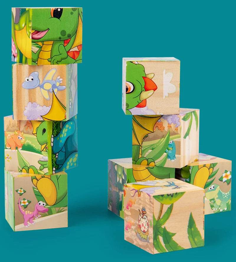 3D Cube Wooden Puzzle Children's Nine Pieces Six-Sided Block Montessori Educational Toy - ToylandEU