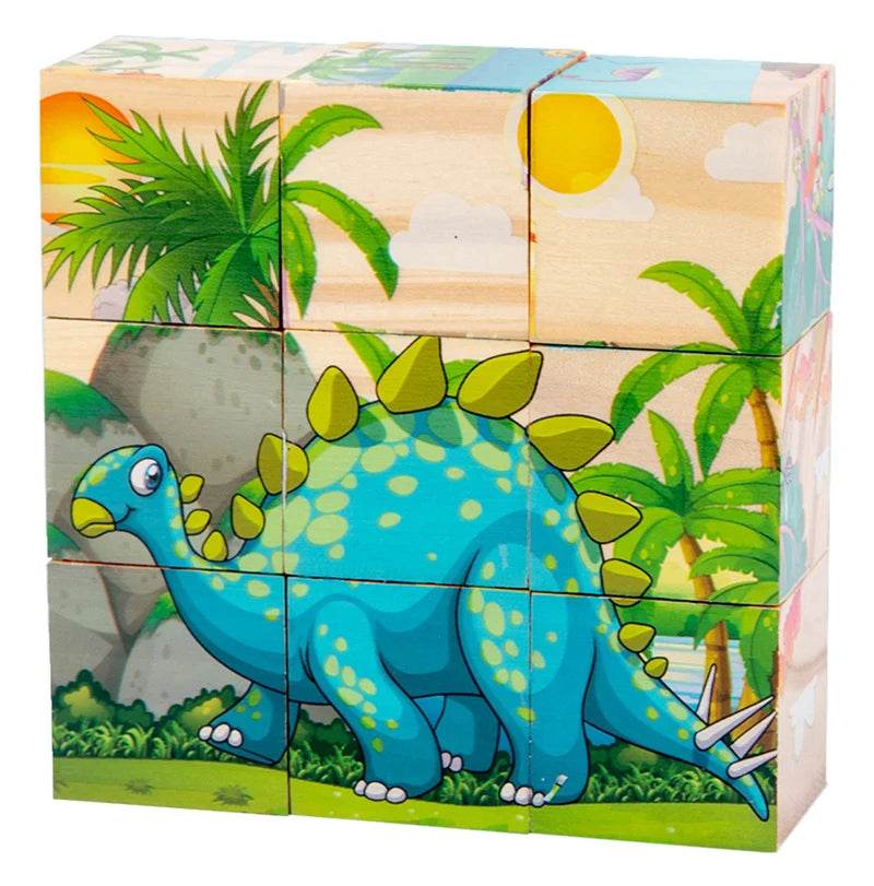 3D Cube Wooden Puzzle Children's Nine Pieces Six-Sided Block Montessori Educational Toy - ToylandEU