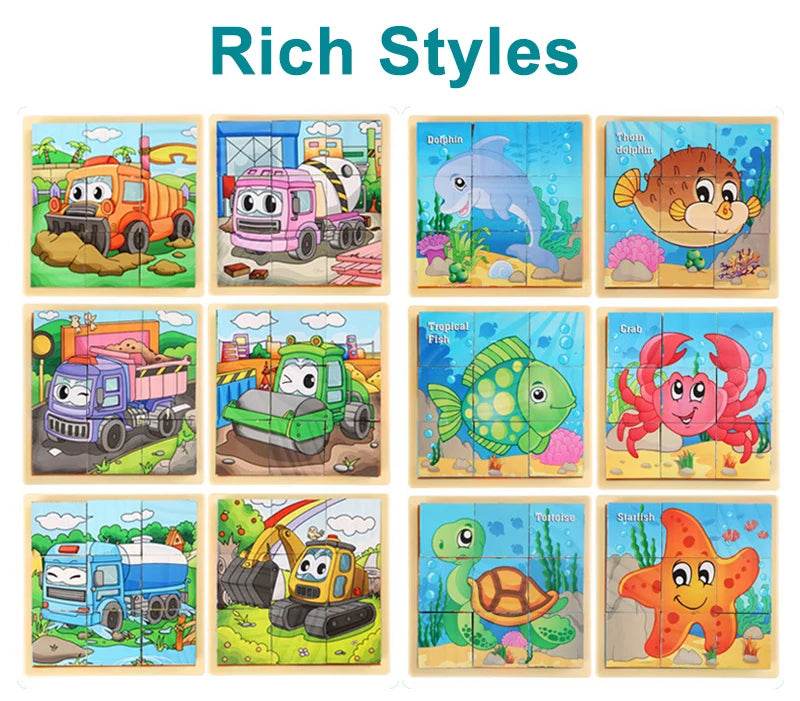 3D Cube Wooden Puzzle Children's Nine Pieces Six-Sided Block Montessori Educational Toy - ToylandEU