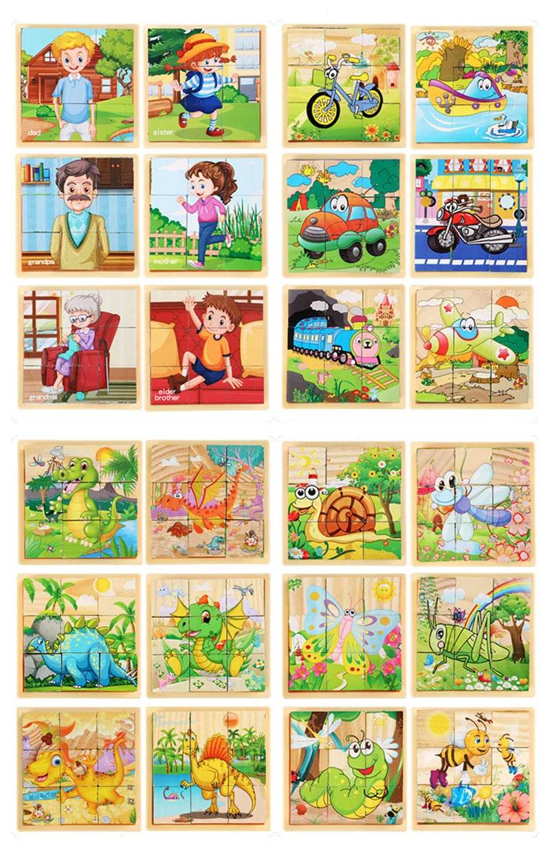 3D Cube Wooden Puzzle Children's Nine Pieces Six-Sided Block Montessori Educational Toy - ToylandEU