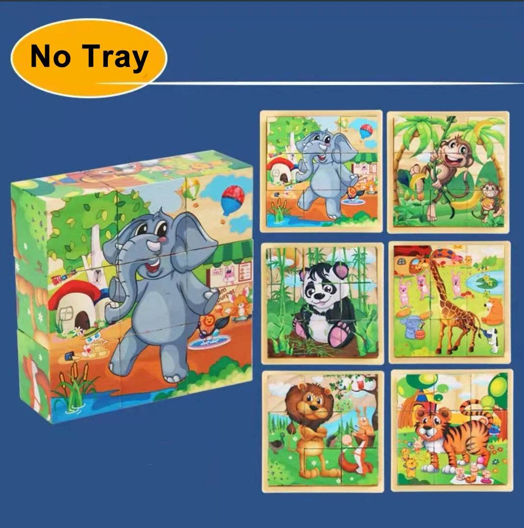 3D Cube Wooden Puzzle Children's Nine Pieces Six-Sided Block Montessori Educational Toy - ToylandEU