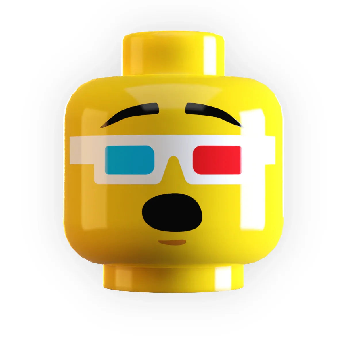 LEGO Figure Head With 3D Glasses Wow Expression, Custom, Printed On Authentic LEGO Element, LEGO Compatible - ToylandEU