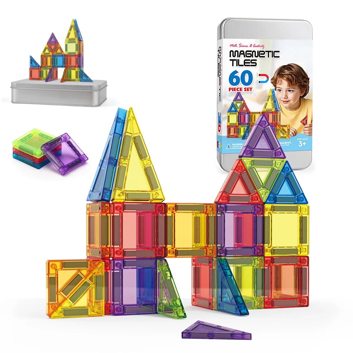  3D Magnetic Tiles | 60-Piece Set | Toylandeu™ 