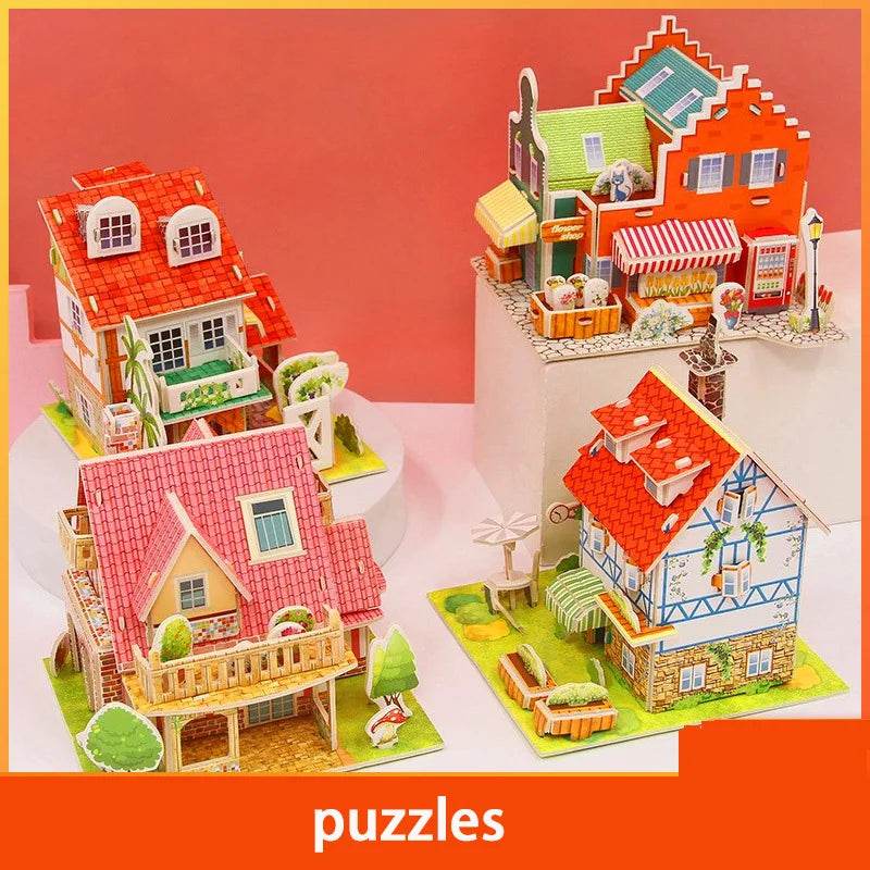 3D Paper Puzzle Montessori Miniature Houses Fun Carton Construction Models for Kids Handmade Educational Toys - ToylandEU