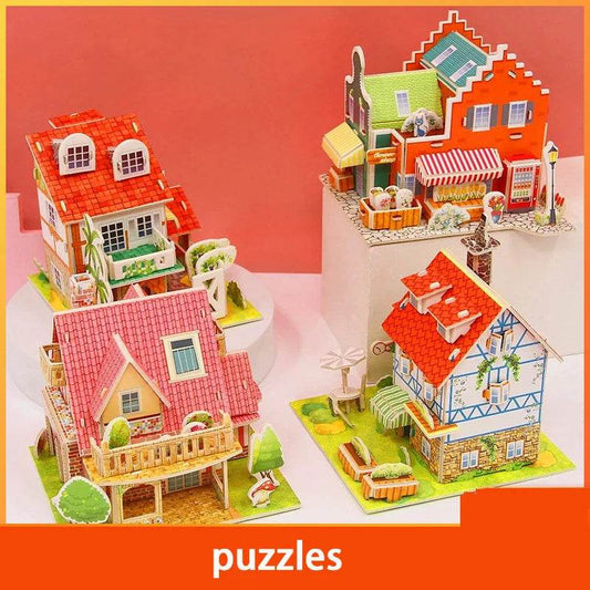 3D Paper Puzzle Montessori Miniature Houses Fun Carton Construction Models for Kids Handmade Educational Toys - ToylandEU