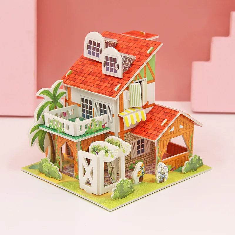 3D Paper Puzzle Montessori Miniature Houses Fun Carton Construction Models for Kids Handmade Educational Toys - ToylandEU