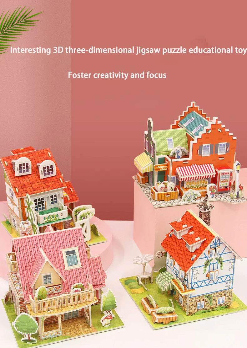 3D Paper Puzzle Montessori Miniature Houses Fun Carton Construction Models for Kids Handmade Educational Toys - ToylandEU