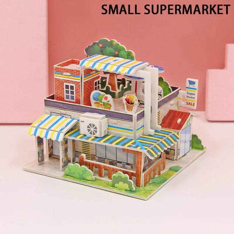 3D Paper Puzzle Montessori Miniature Houses Fun Carton Construction Models for Kids Handmade Educational Toys - ToylandEU