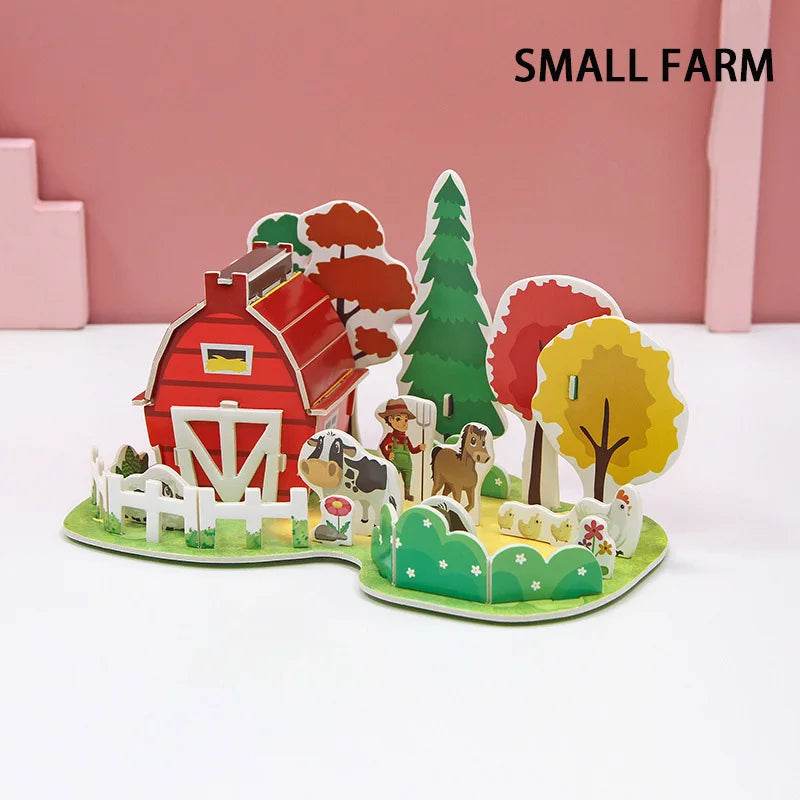 3D Paper Puzzle Montessori Miniature Houses Fun Carton Construction Models for Kids Handmade Educational Toys - ToylandEU