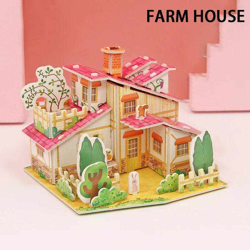 3D Paper Puzzle Montessori Miniature Houses Fun Carton Construction Models for Kids Handmade Educational Toys - ToylandEU