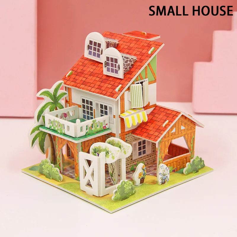 3D Paper Puzzle Montessori Miniature Houses Fun Carton Construction Models for Kids Handmade Educational Toys - ToylandEU