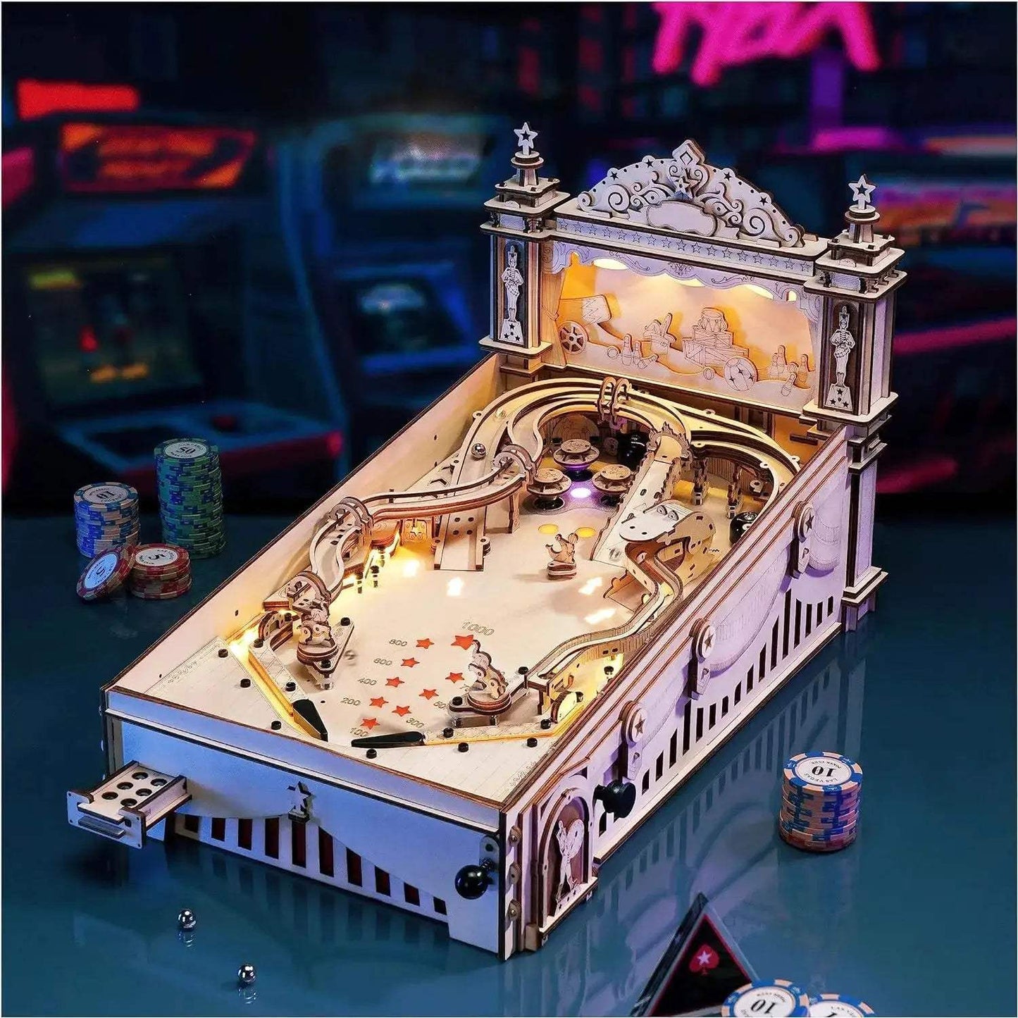 3D Pinball Puzzle Kit Mechanical Wooden Table Game - ToylandEU