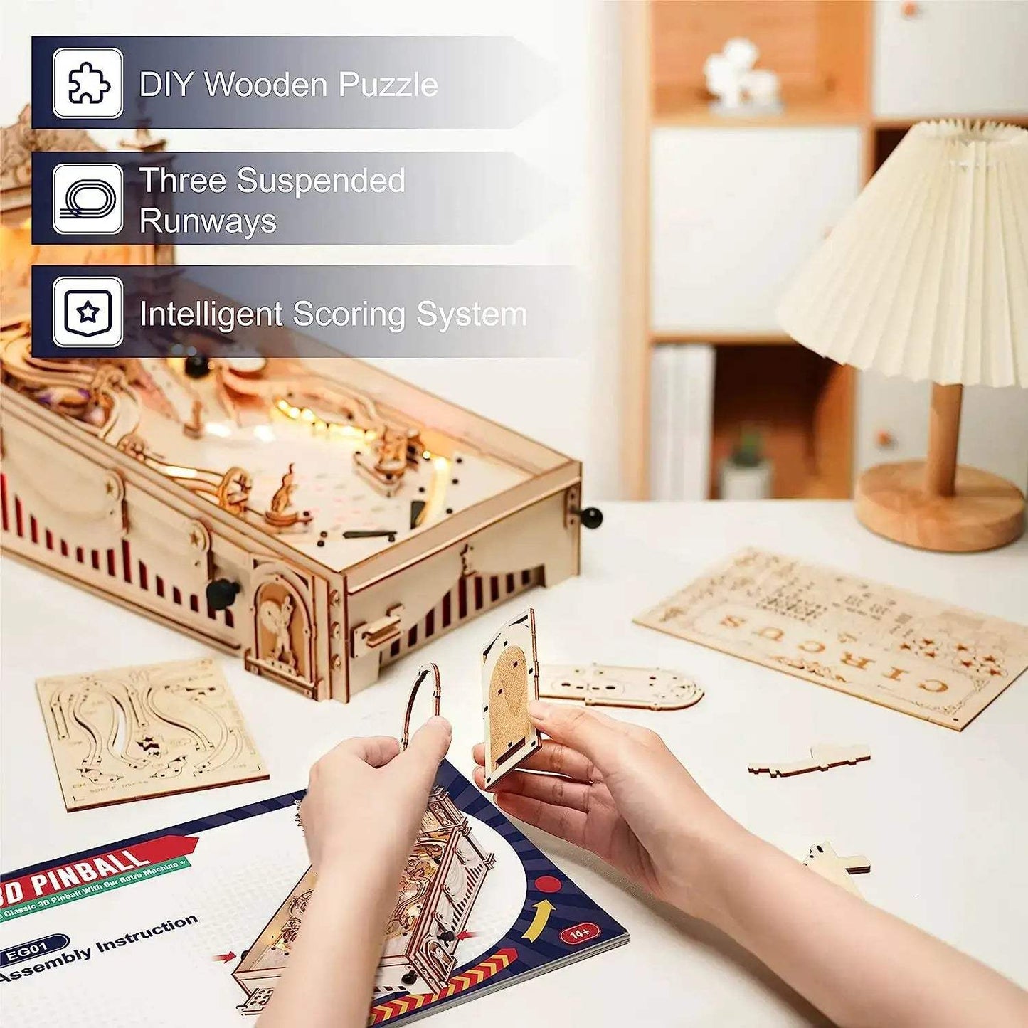 3D Pinball Puzzle Kit Mechanical Wooden Table Game - ToylandEU