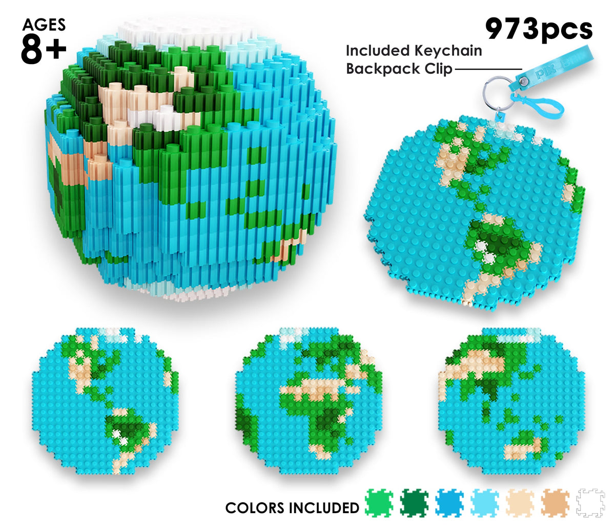 Pix Brix 3D Pixel Puzzle | 973 Pieces | Earth Globe Model | Space Enthusiast