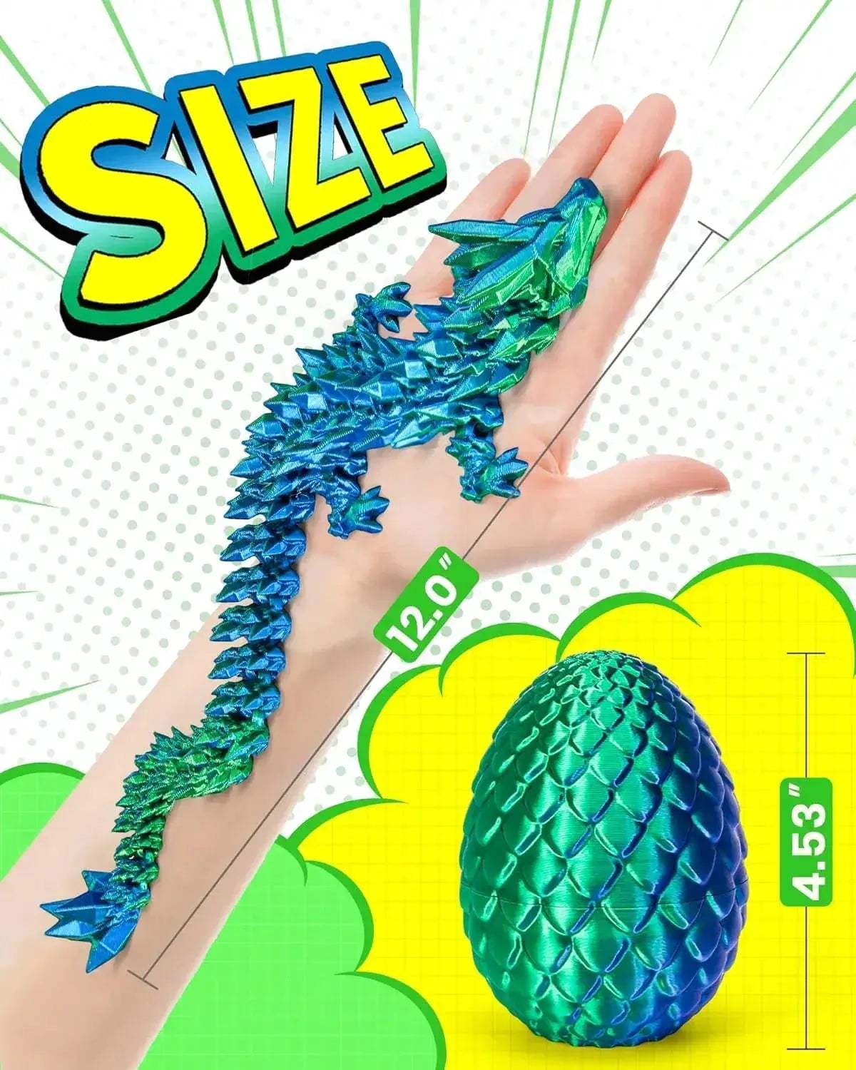 3D Printed Dragon Egg Toy With Articulated Crystal Dragon - ToylandEU