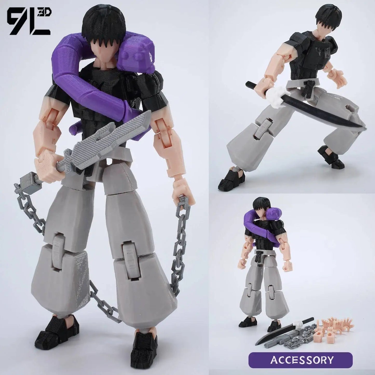 3D Printed Jujutsu Kaisen Action Figures Set With Movable Shapeshift