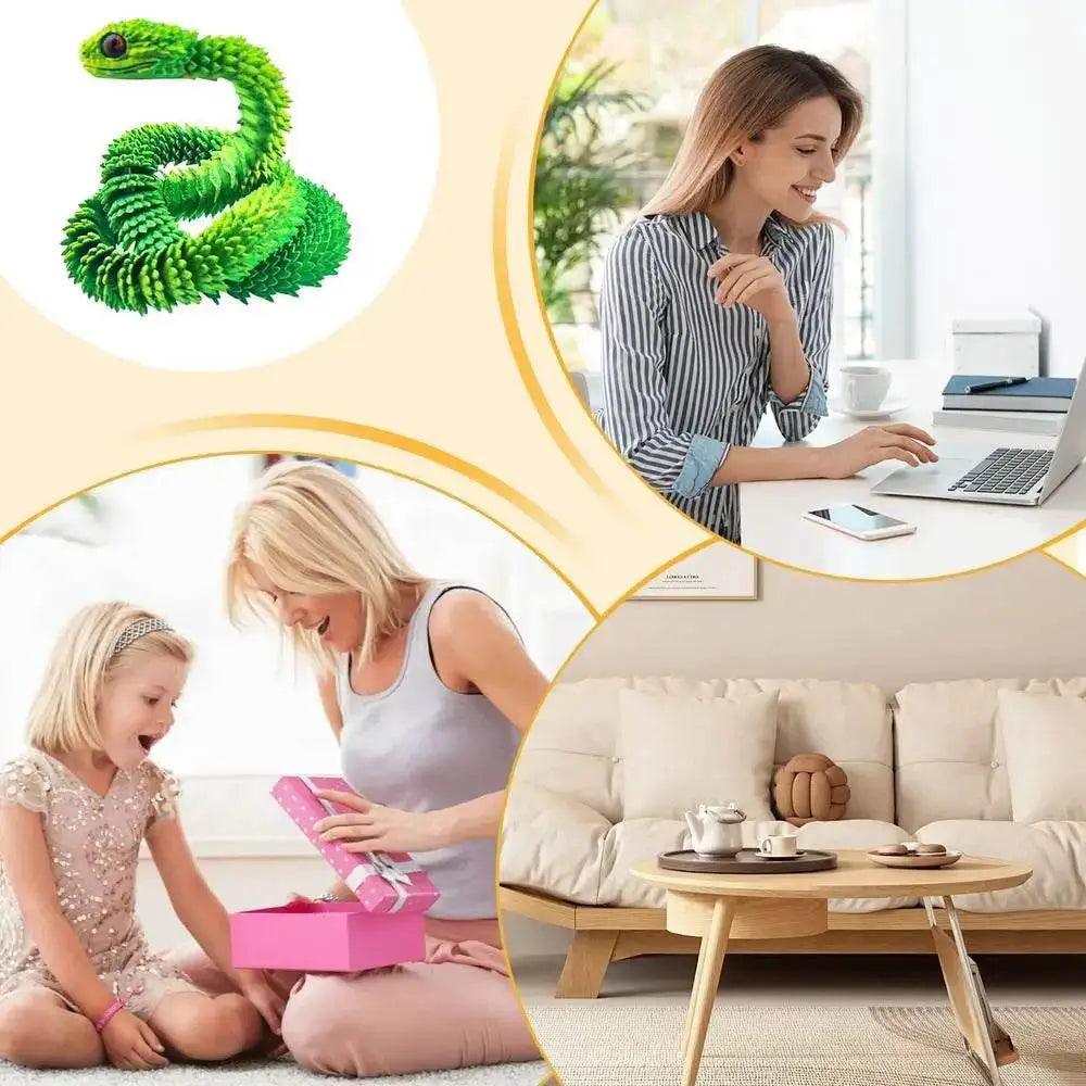  3D Printed Snake Desktop Articulated Snake Collectibles -  ToylandEU™