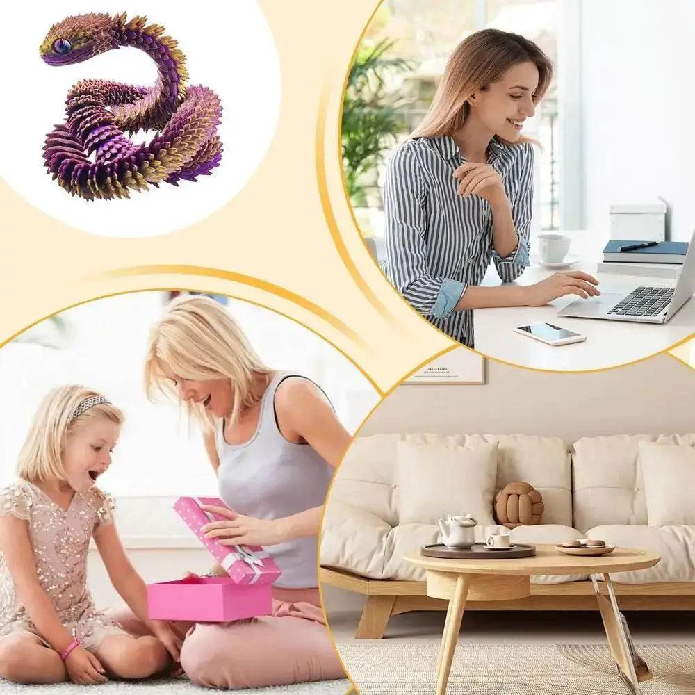  3D Printed Snake Desktop Articulated Snake Collectibles -  ToylandEU™