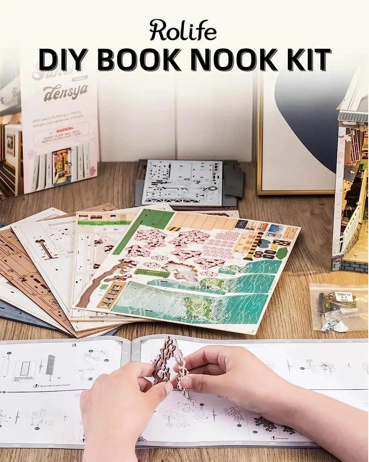  Robotime Rolife DIY Book Nook Japanese Sakura Densya Wooden Miniature House Toy 3D Puzzle -  ToylandEU™
