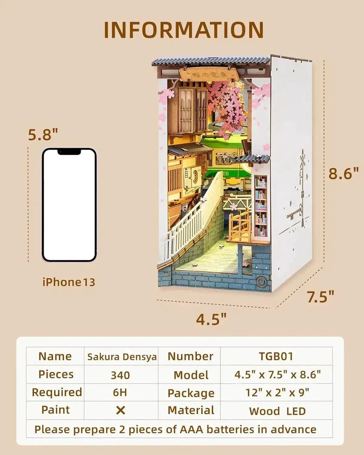  Robotime Rolife DIY Book Nook Japanese Sakura Densya Wooden Miniature House Toy 3D Puzzle -  ToylandEU™