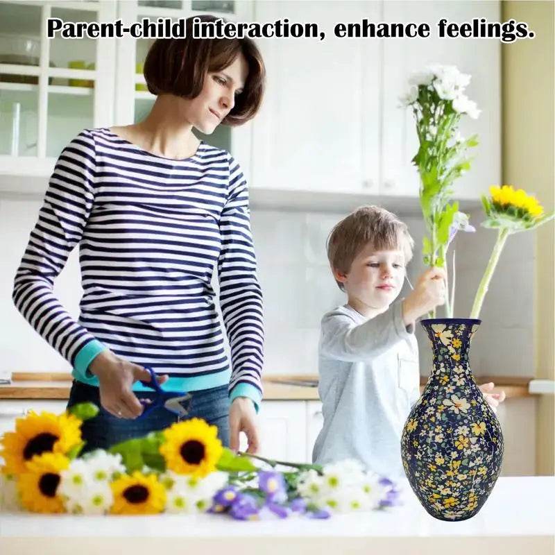 3D Puzzle Vase Flower Porcelain Design DIY Assembly Toy - ToylandEU