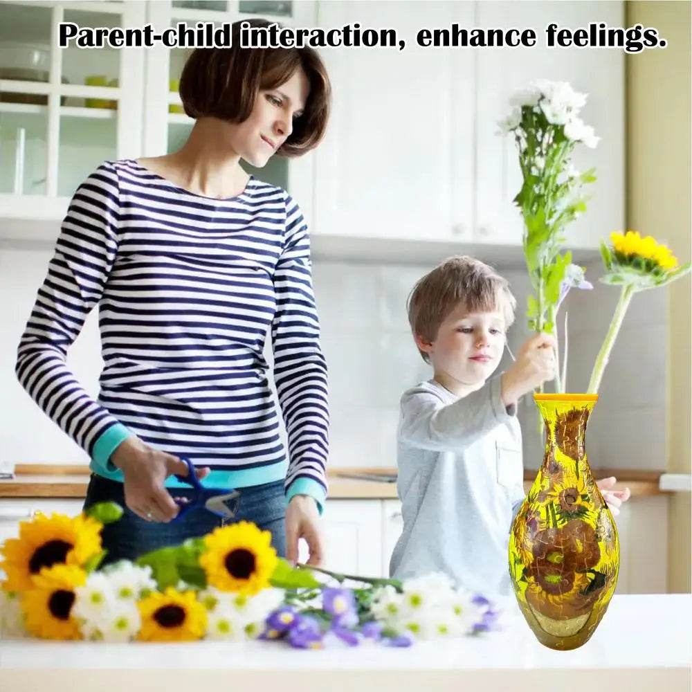 3D Puzzle Vase Flower Porcelain Design DIY Assembly Toy - ToylandEU