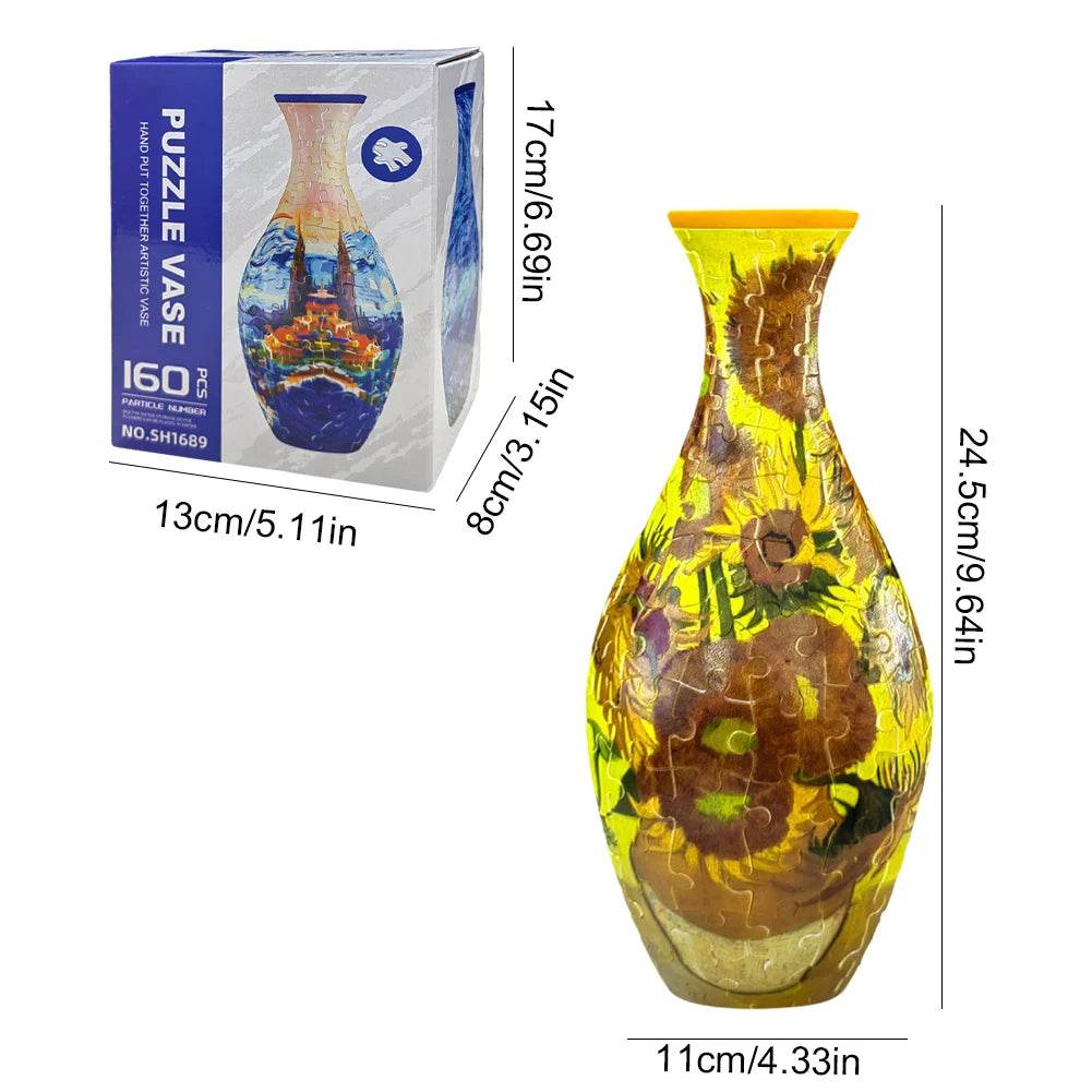 3D Puzzle Vase Plastic Vase Blue and White Porcelain Design - ToylandEU