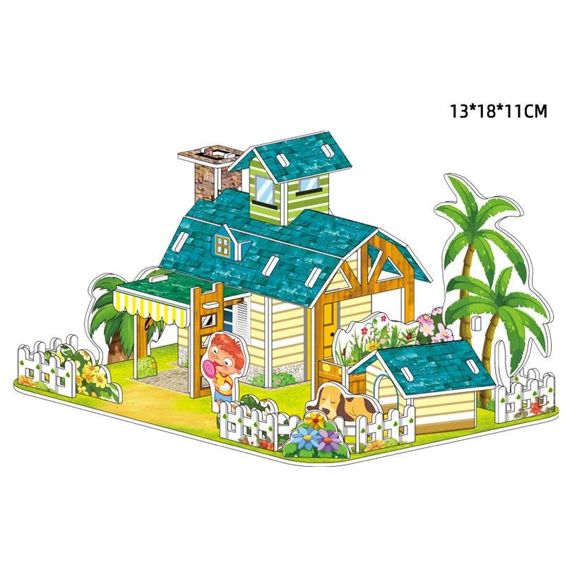 3D Puzzle | Villa House Castle Model | Cardboard Construction | Ages 6-14
