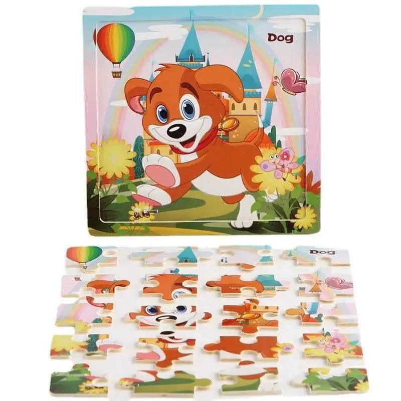  Wooden 3D Puzzle For Toddlers 20 Piece Cartoon Animals And Vehicles Montessori Educational Toy Ages 1 2 3 -  ToylandEU™
