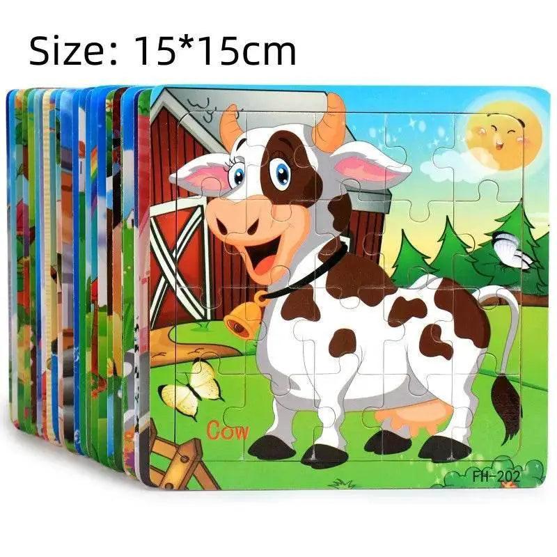  Wooden 3D Puzzle For Toddlers 20 Piece Cartoon Animals And Vehicles Montessori Educational Toy Ages 1 2 3 -  ToylandEU™