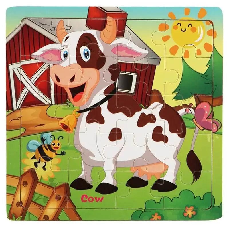  Wooden 3D Puzzle For Toddlers 20 Piece Cartoon Animals And Vehicles Montessori Educational Toy Ages 1 2 3 -  ToylandEU™