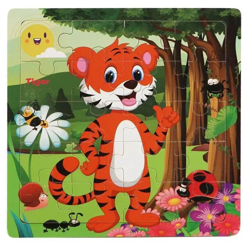  Wooden 3D Puzzle For Toddlers 20 Piece Cartoon Animals And Vehicles Montessori Educational Toy Ages 1 2 3 -  ToylandEU™