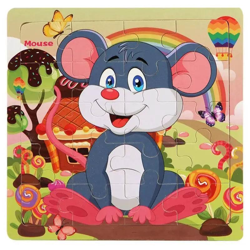  Wooden 3D Puzzle For Toddlers 20 Piece Cartoon Animals And Vehicles Montessori Educational Toy Ages 1 2 3 -  ToylandEU™