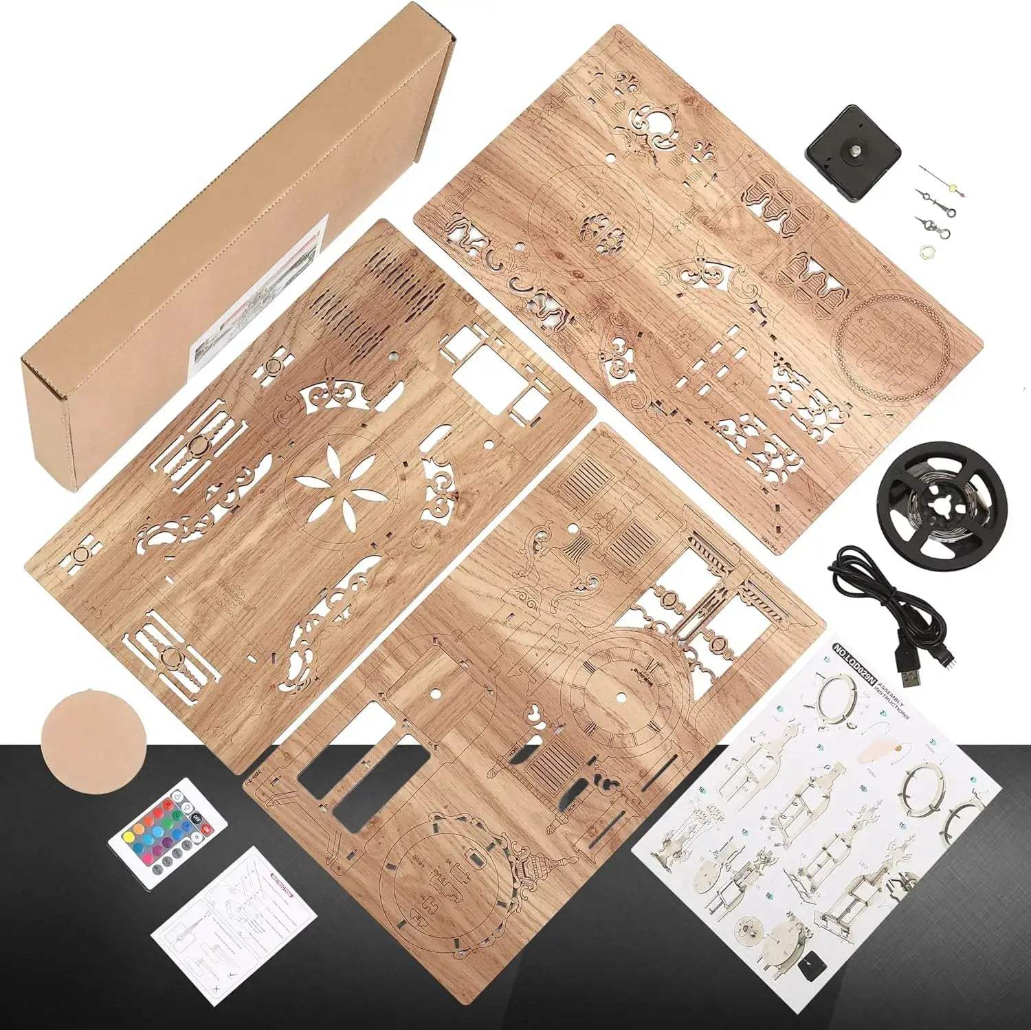  3D Wood Puzzle LED Tower Clock Calming DIY Decor -  ToylandEU™