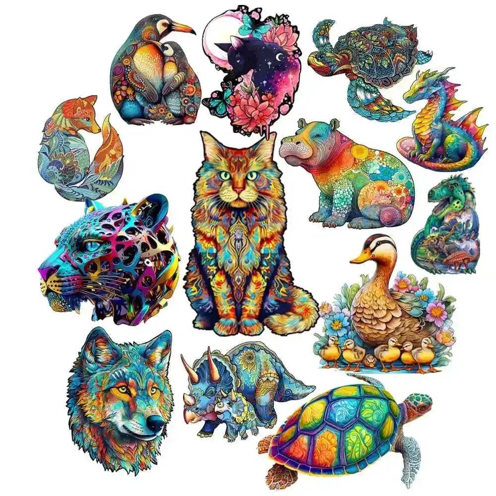 3D Wooden Animal Jigsaw Puzzle For All Ages Interactive Lion - ToylandEU